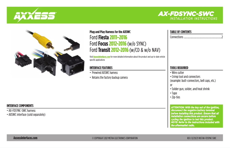Page 1 of the manual User Manual AXESS AX-FDSYNC-SWC
