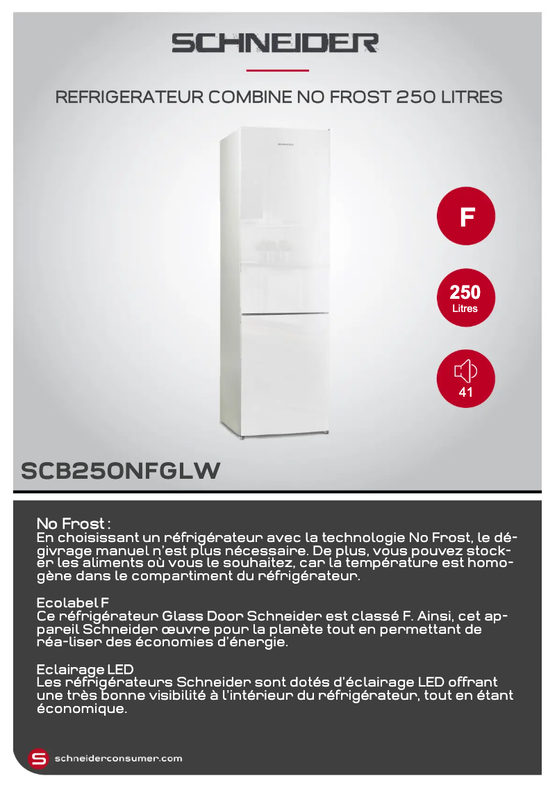 Página 1 del manual Ficha técnica Schneider SCB250NFGLW