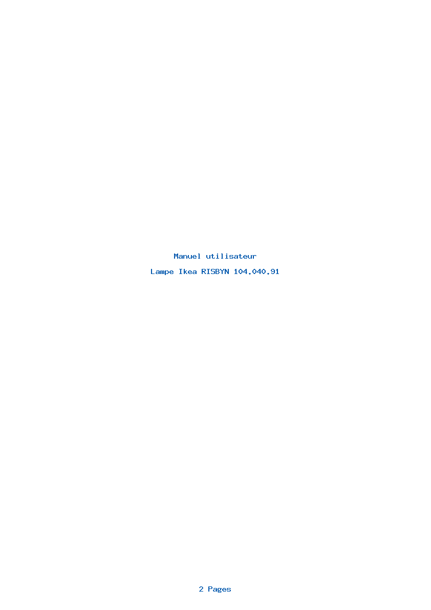 Page 1 de la notice Manuel utilisateur Ikea RISBYN 104.040.91