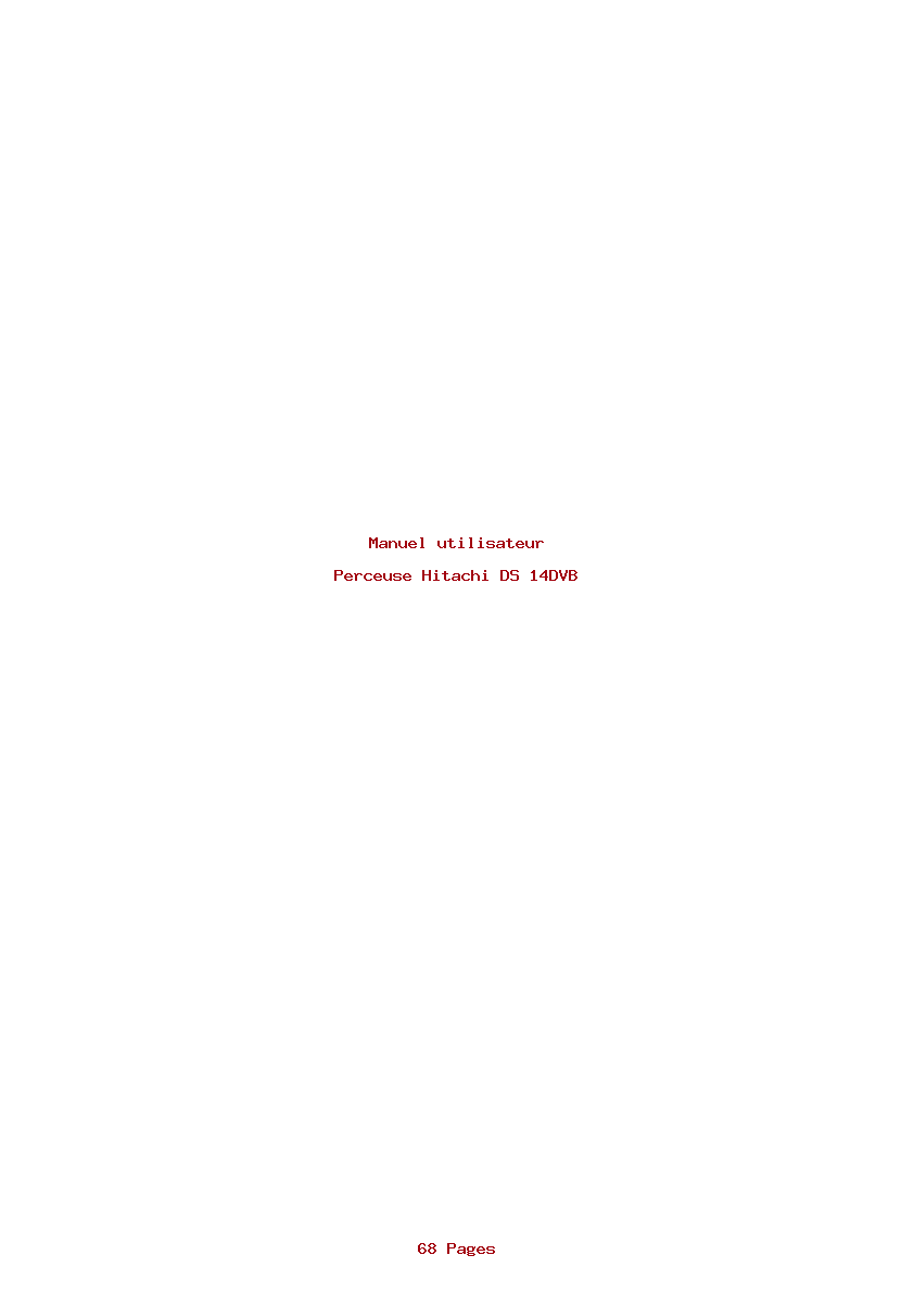 Page 1 de la notice Manuel utilisateur Hitachi DS 14DVB