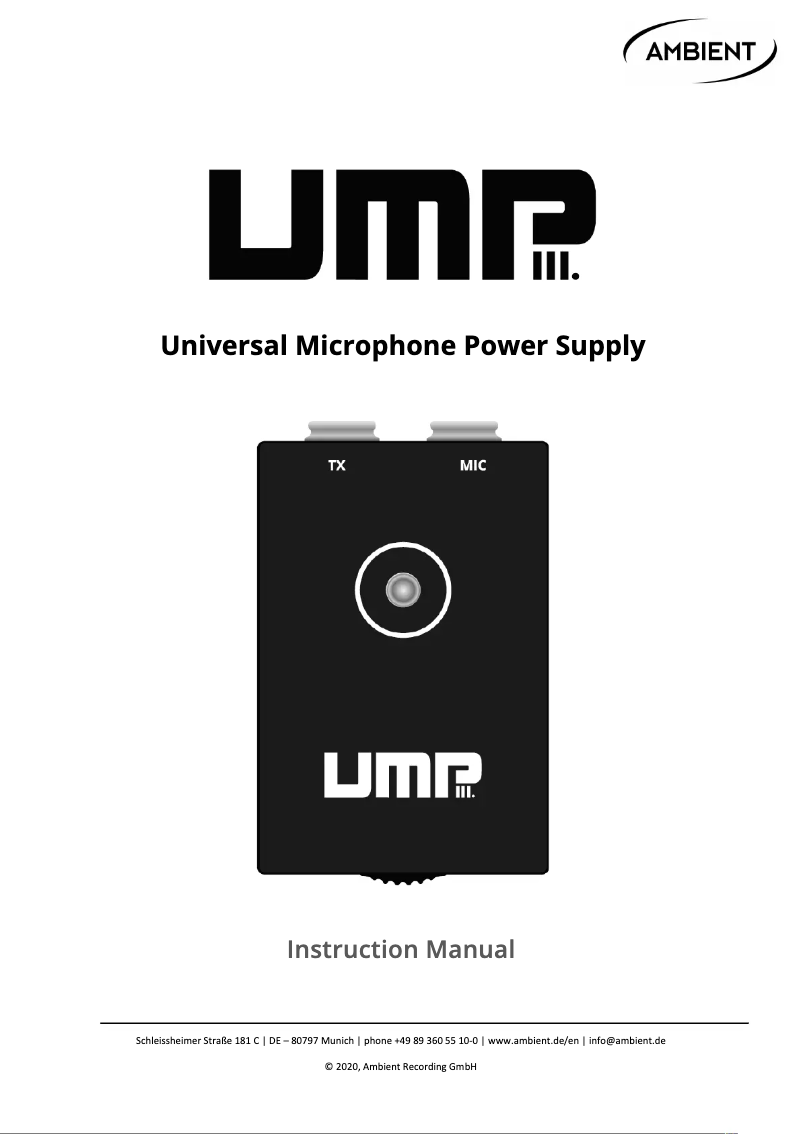 Image de la première page du manuel de l'appareil UMP III