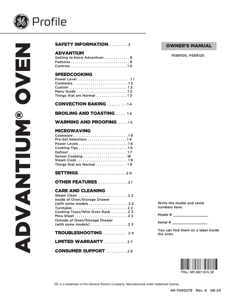 Page n°1 - Manuel d'utilisation et d'entretien GE Profile PSB9100SVSS