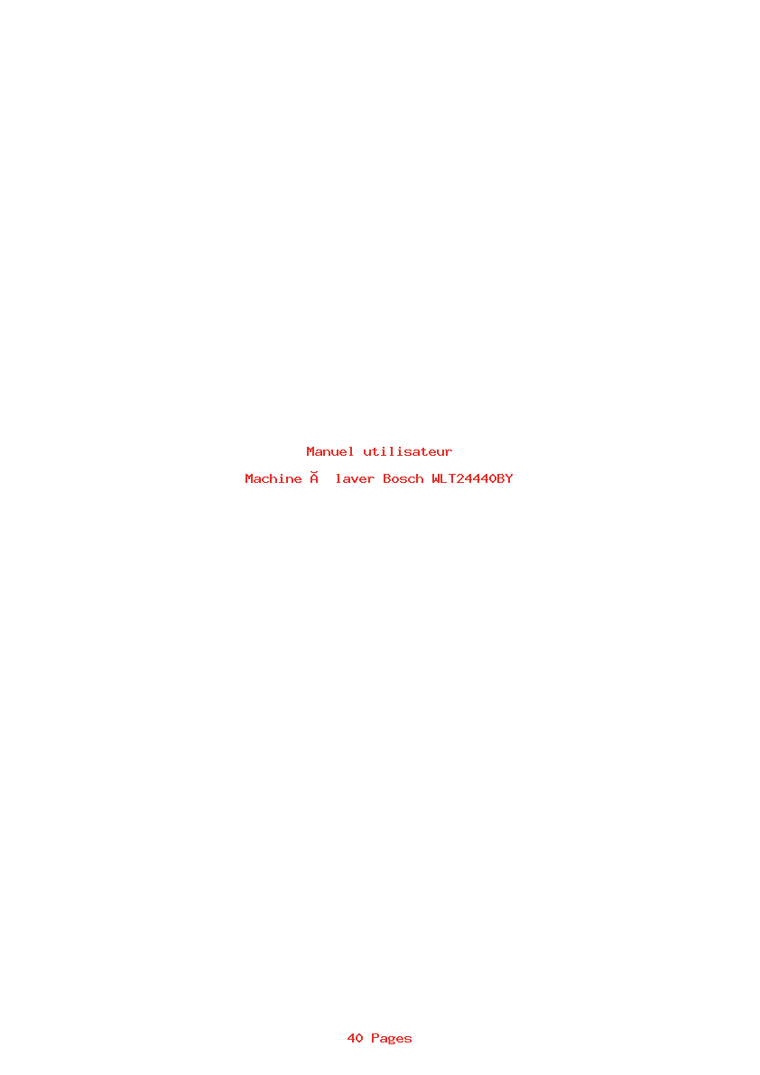 Page 1 de la notice Manuel utilisateur Bosch WLT24440BY