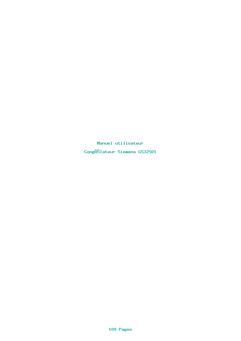 Page 1 de la notice Manuel utilisateur Siemens GS32S01