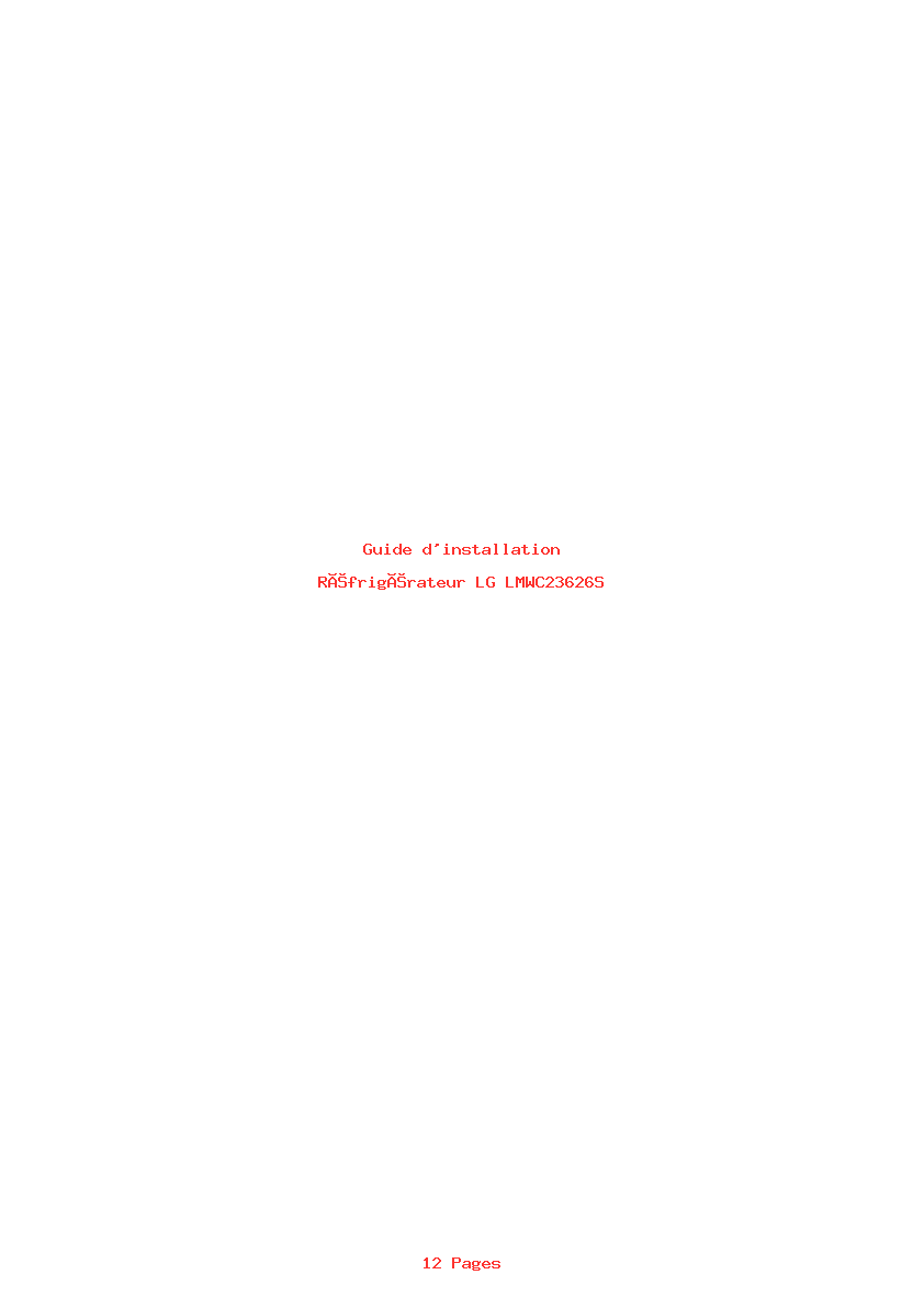 Page 1 de la notice Guide d'installation LG LMWC23626S