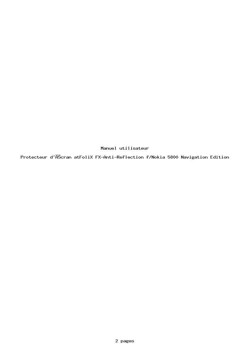 Image de la première page du manuel de l'appareil FX-Anti-Reflection f/Nokia 5800 Navigation Edition