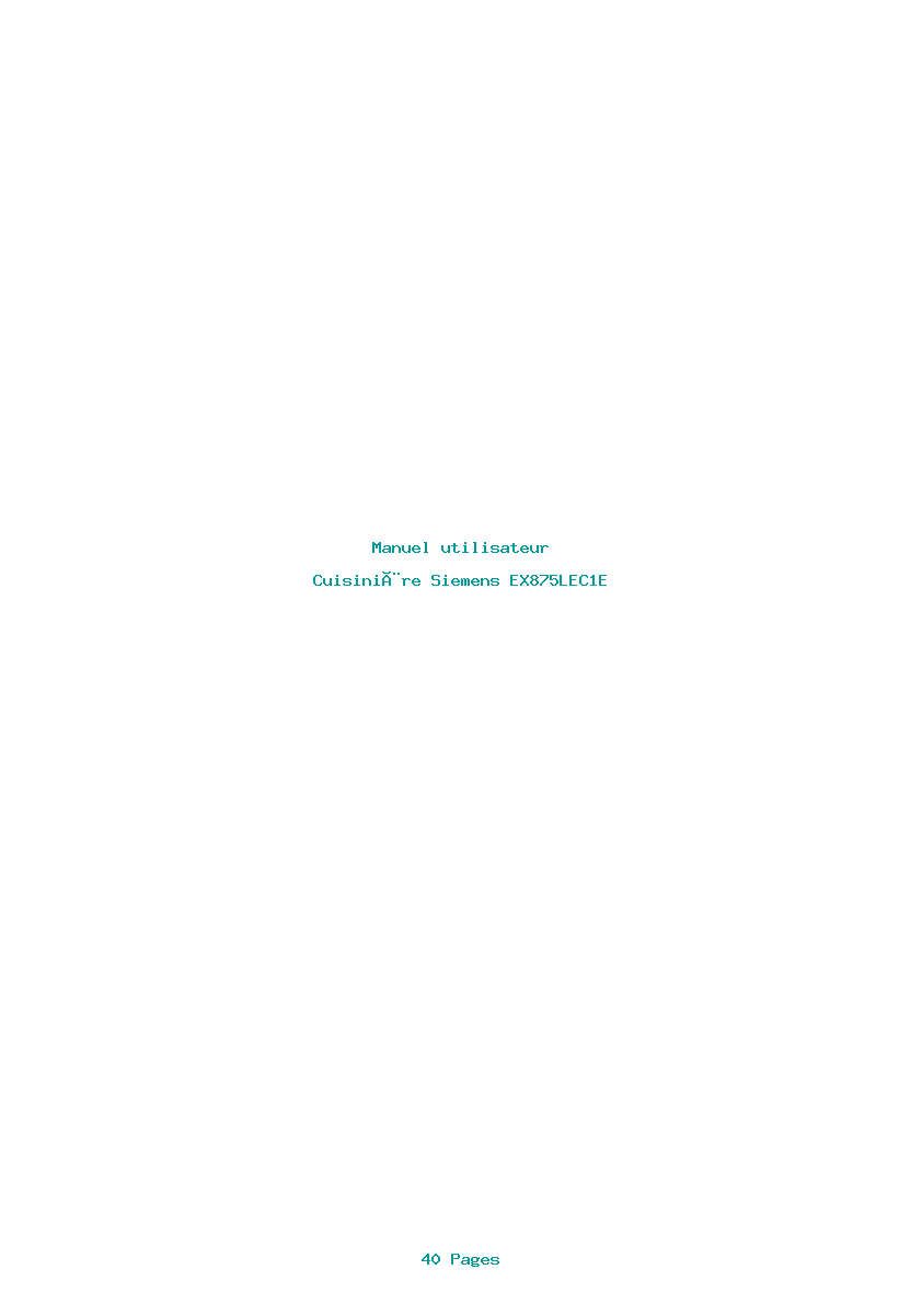 Page 1 de la notice Manuel utilisateur Siemens EX875LEC1E