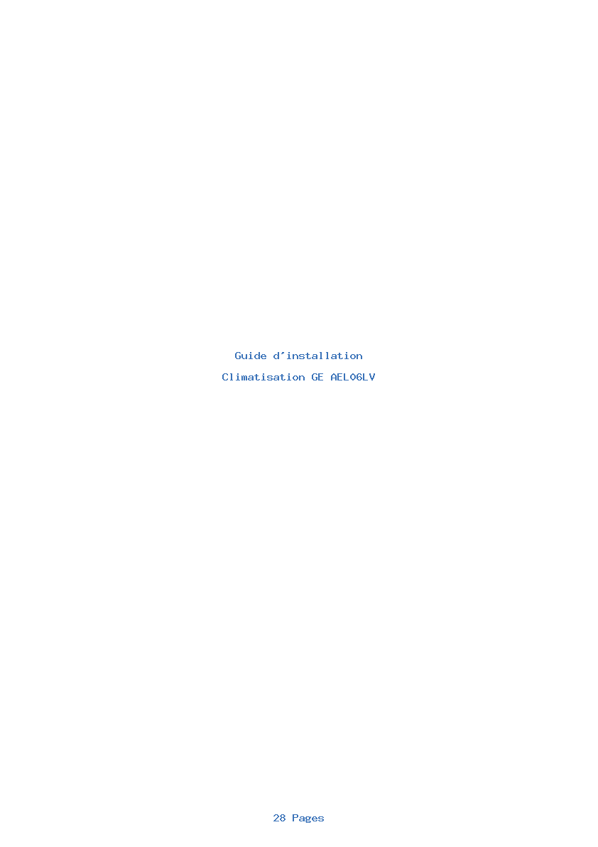 Page 1 de la notice Guide d'installation GE AEL06LV