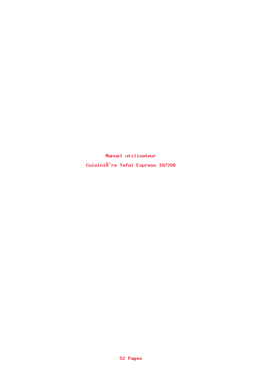 Page 1 de la notice Manuel utilisateur Tefal Express IH7208