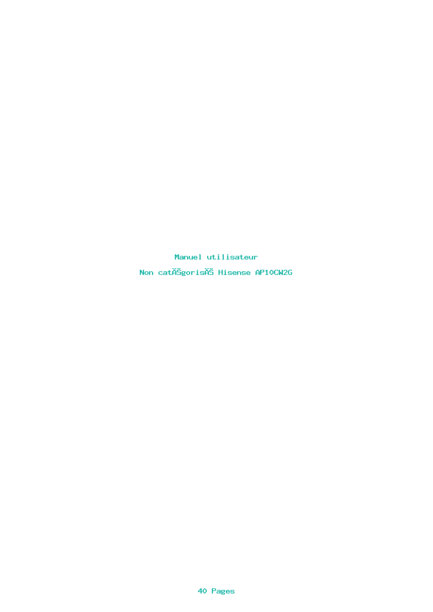 Page 1 de la notice Manuel utilisateur Hisense AP10CW2G
