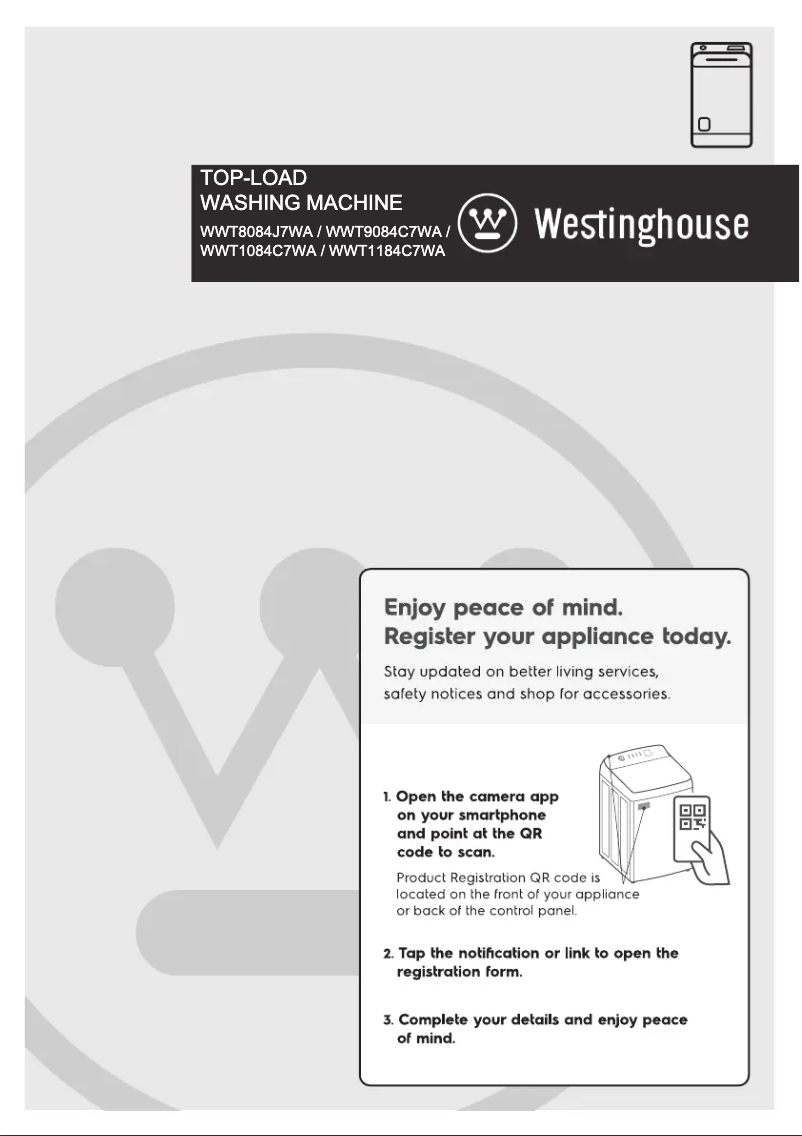Page 1 de la notice Manuel utilisateur Westinghouse WWT1184C7WA
