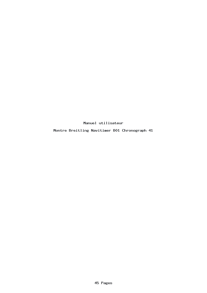 Page 1 de la notice Manuel utilisateur Breitling Navitimer B01 Chronograph 41