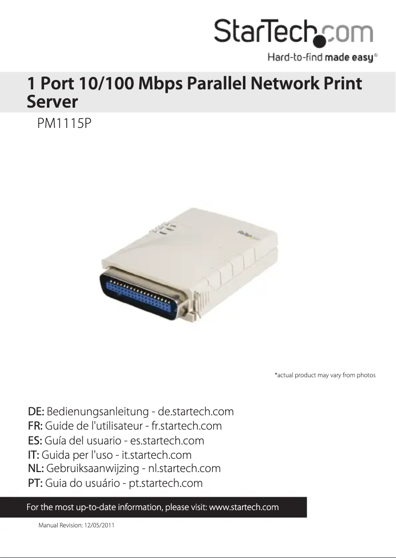 Page 1 de la notice Manuel utilisateur StarTech.com PM1115P