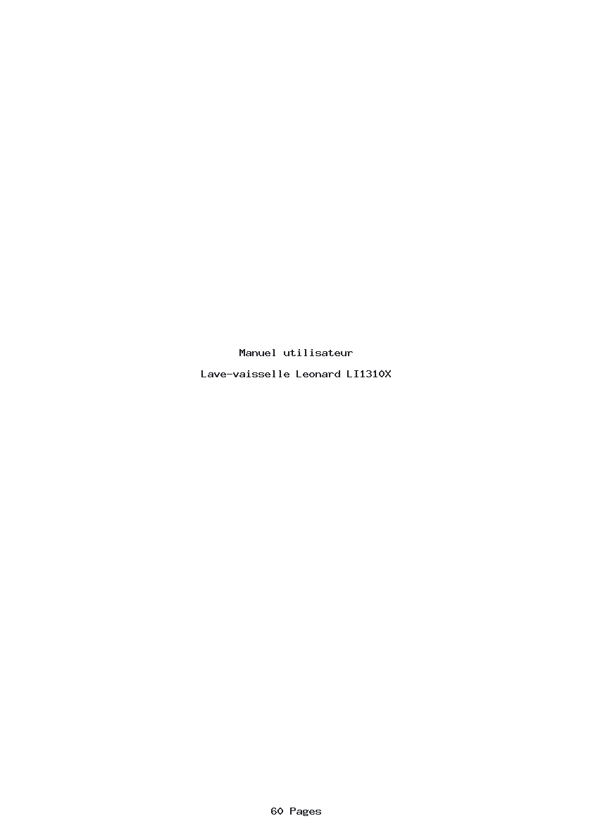 Page 1 de la notice Manuel utilisateur Leonard LI1310X