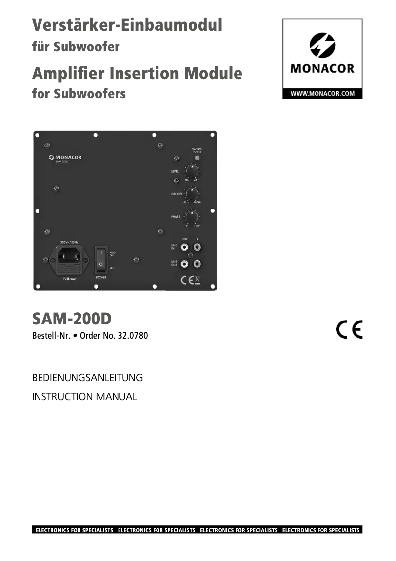 Page 1 de la notice Manuel utilisateur Monacor SAM-200D