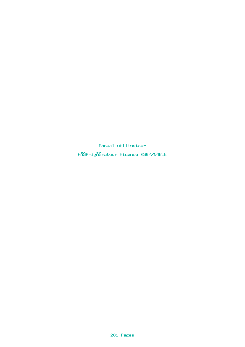 Page 1 de la notice Manuel utilisateur Hisense RS677N4BIE