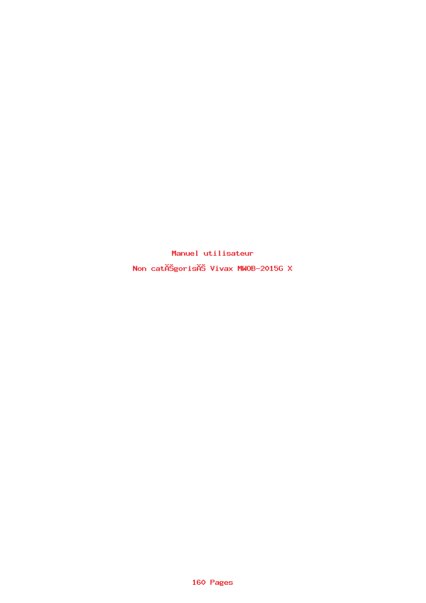 Page 1 de la notice Manuel utilisateur Vivax MWOB-2015G X