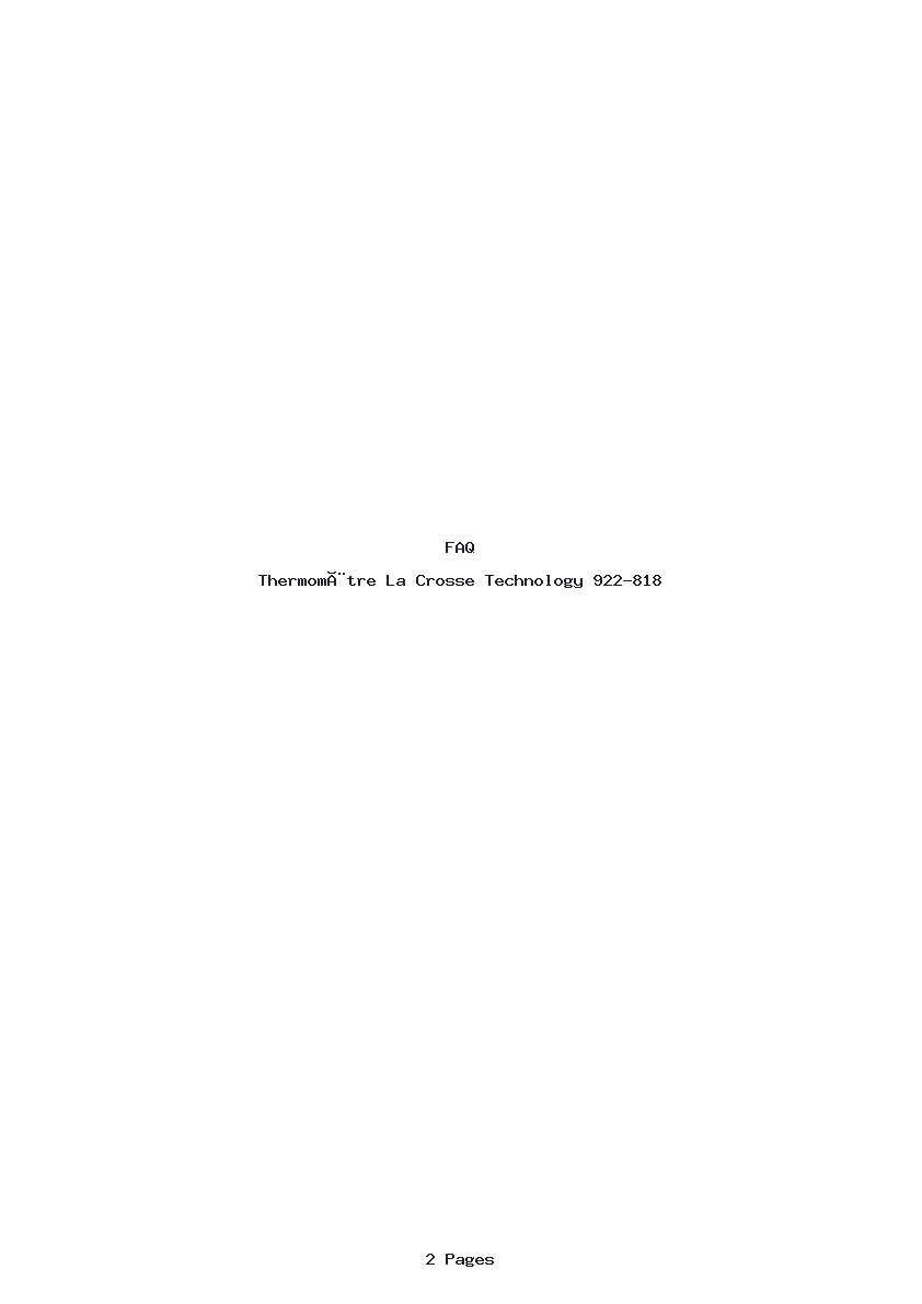 Page 1 de la notice FAQ La Crosse Technology 922-818
