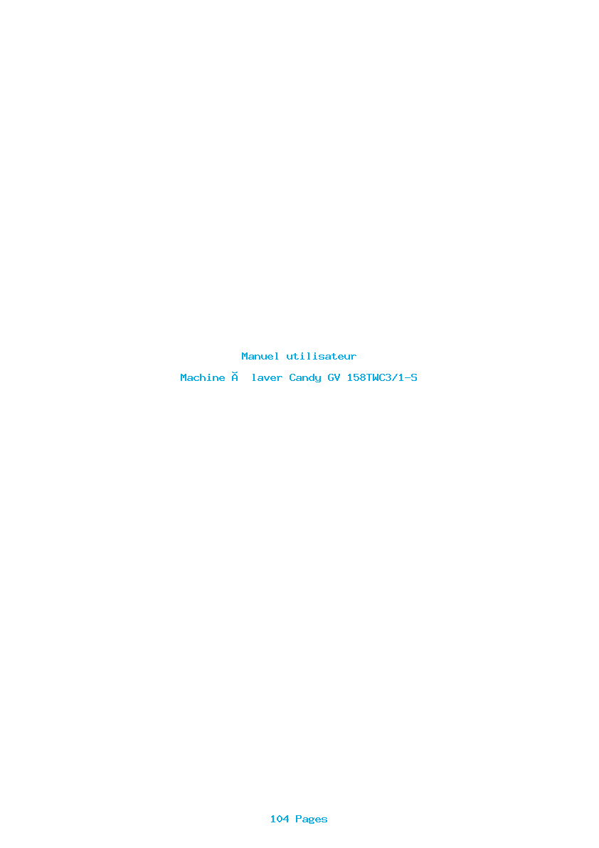 Page 1 de la notice Manuel utilisateur Candy GV 158TWC3/1-S