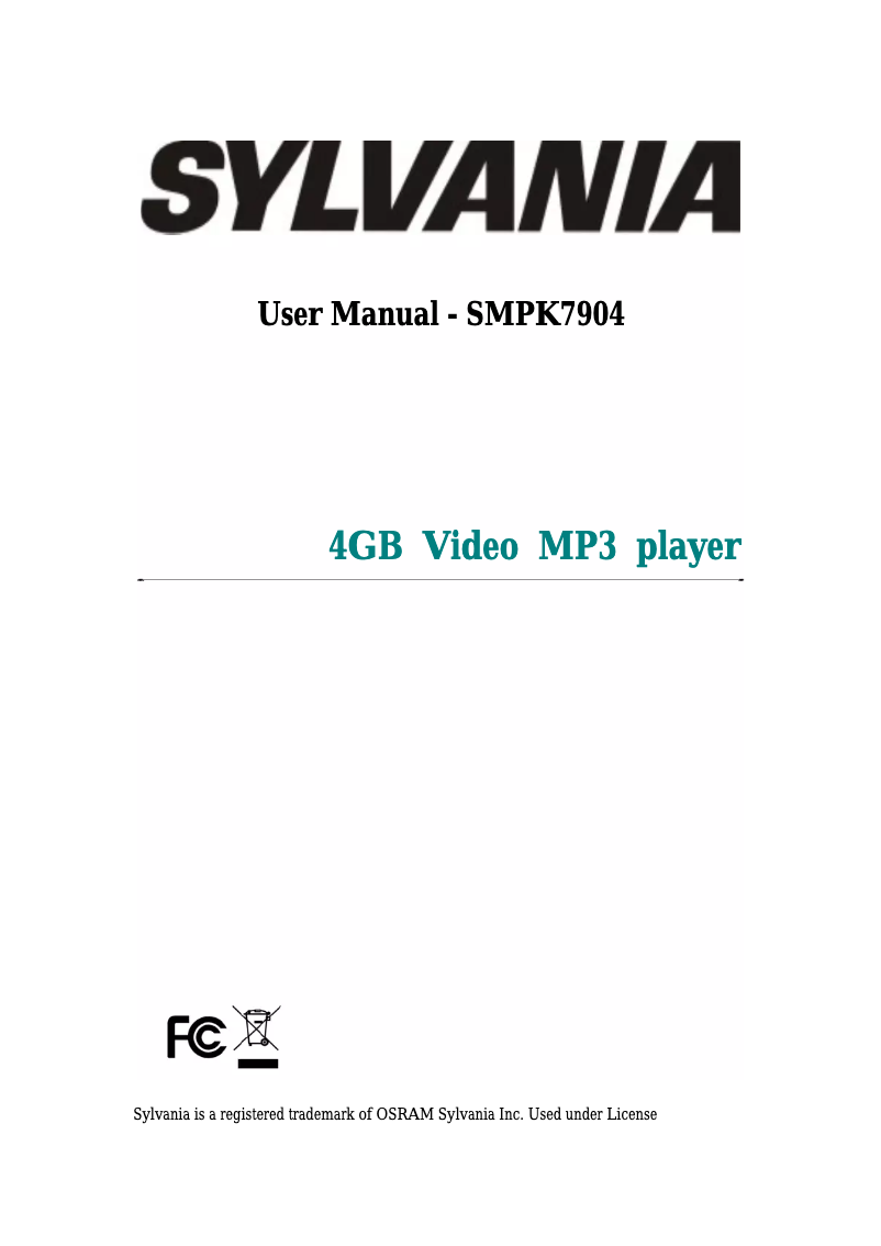 Page 1 of the manual User Manual Sylvania SMPK7904