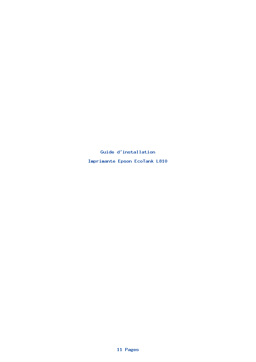 Page 1 de la notice Guide d'installation Epson EcoTank L810