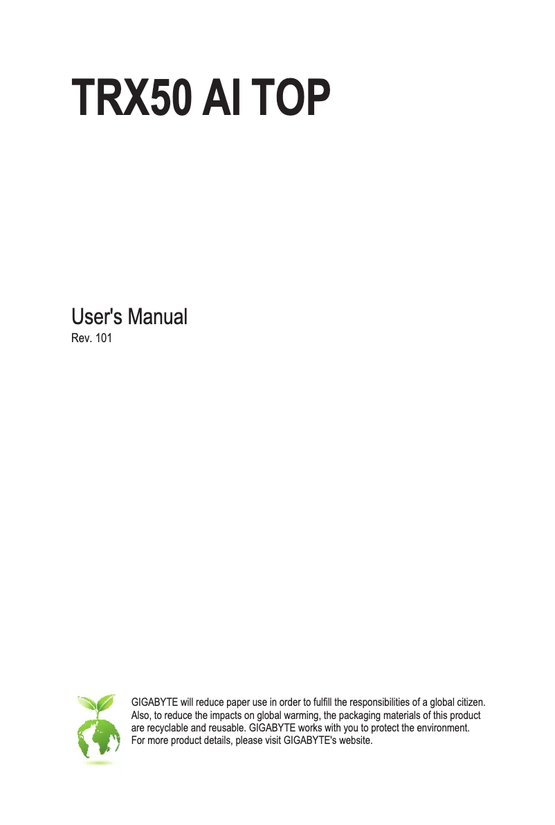 Page 1 de la notice Manuel utilisateur Gigabyte TRX50 AI TOP