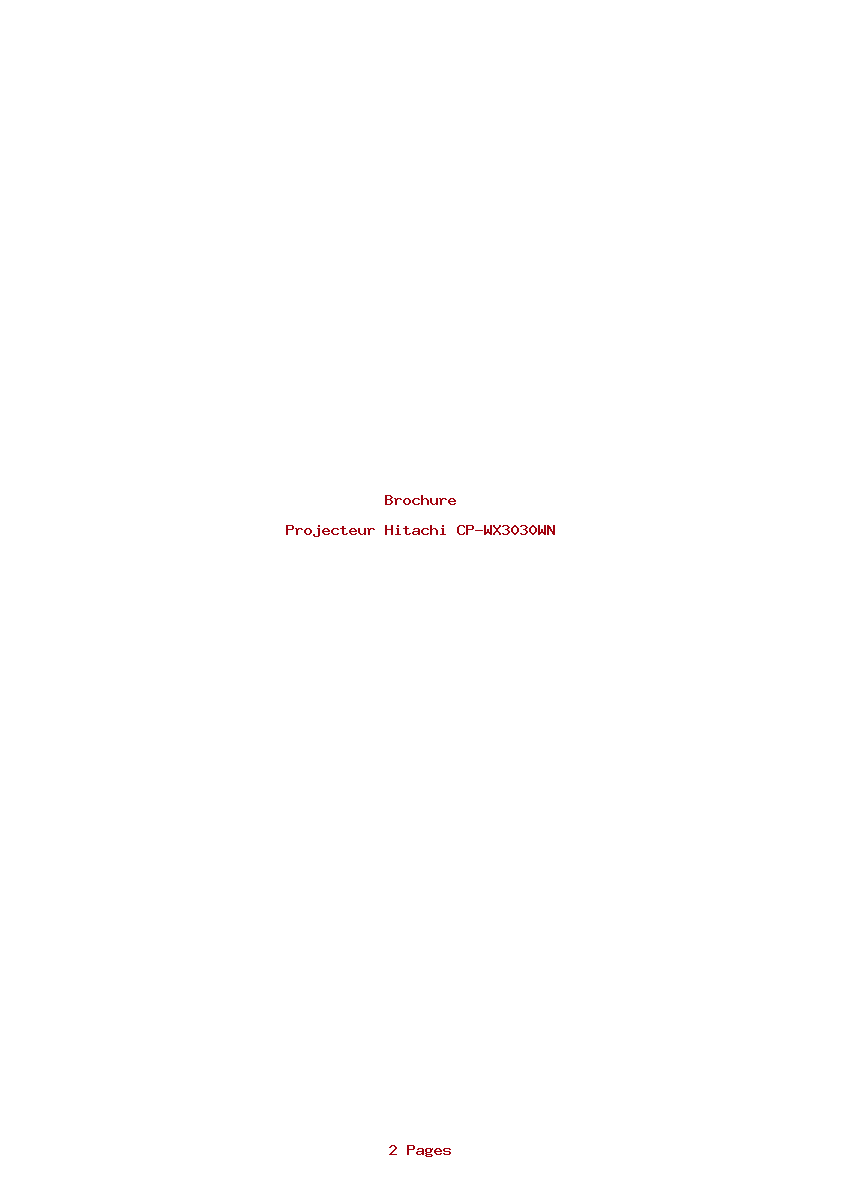 Page 1 de la notice Brochure Hitachi CP-WX3030WN