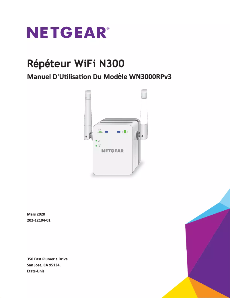 Page 1 de la notice Manuel utilisateur Netgear WN3000RPv3