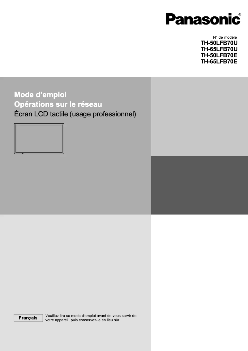 Page 1 de la notice Manuel utilisateur Panasonic TH-50LFB70E