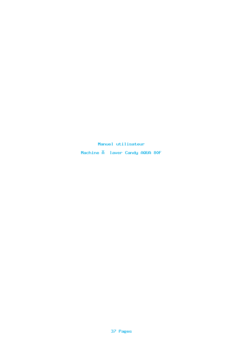 Page 1 de la notice Manuel utilisateur Candy AQUA 80F