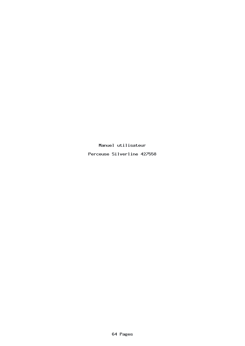 Page 1 de la notice Manuel utilisateur Silverline 427558
