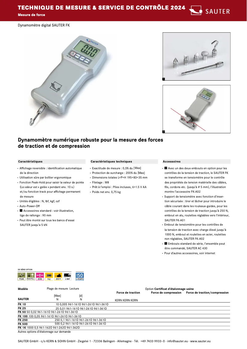 Page 1 de la notice Brochure Kern FK 1K