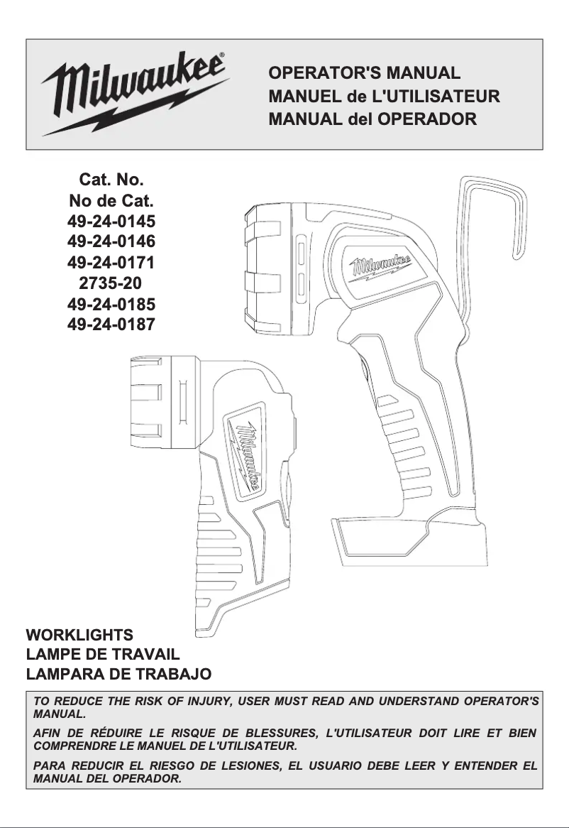 Page 1 de la notice Manuel utilisateur Milwaukee 49-24-0145