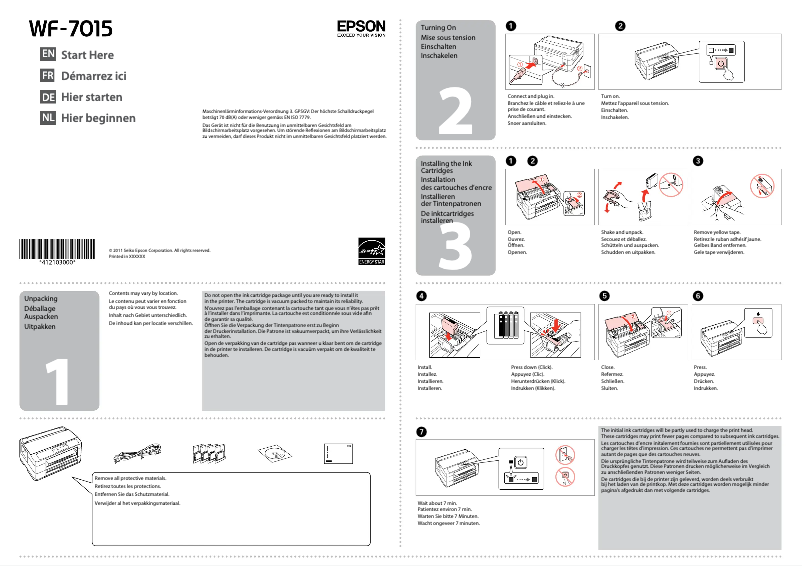 Page 1 de la notice Mode d'emploi Epson WorkForce WF-7015