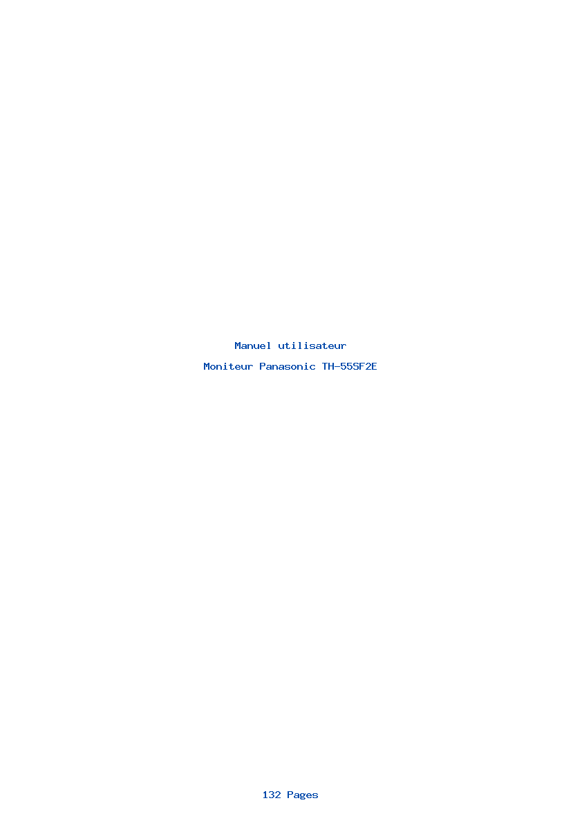 Page 1 de la notice Manuel utilisateur Panasonic TH-55SF2E