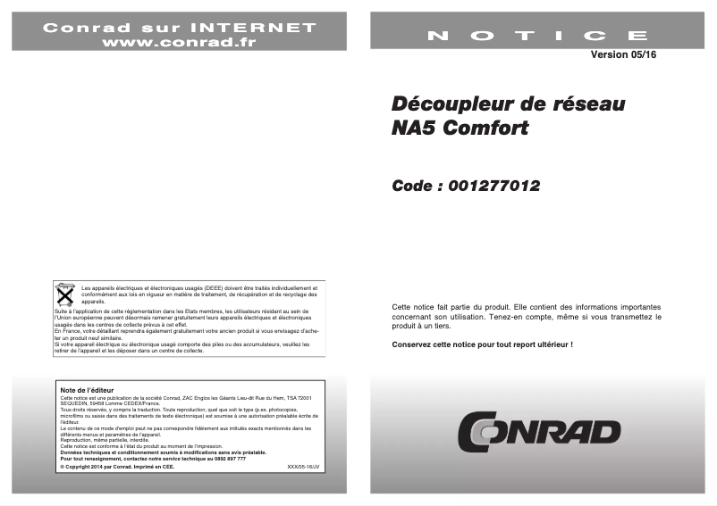 Page 1 de la notice Manuel utilisateur Gigahertz Solutions NA7 comfort