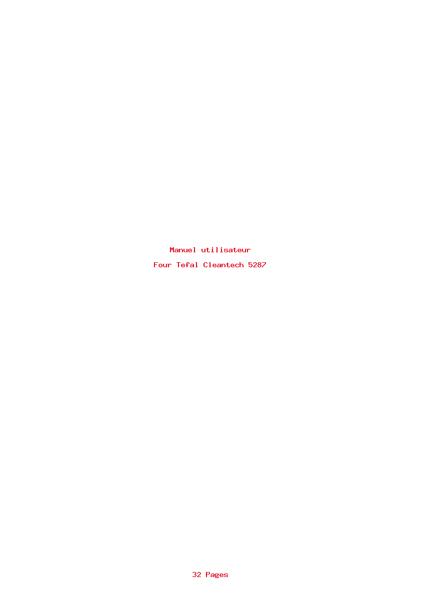 Page 1 de la notice Manuel utilisateur Tefal Cleantech 5287