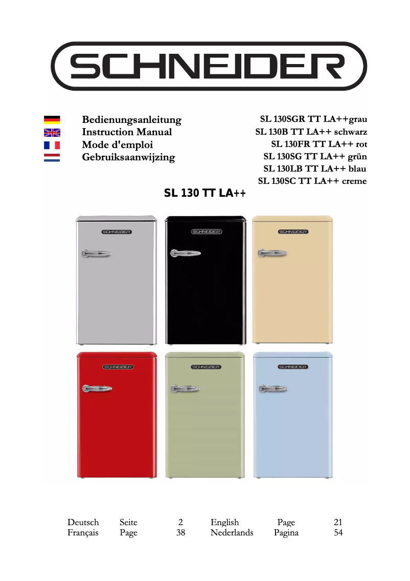 Page 1 de la notice Manuel utilisateur Schneider SL 130 TT A++