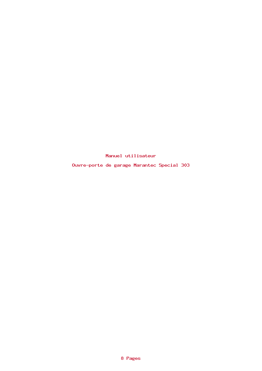 Page 1 de la notice Manuel utilisateur Marantec Special 303