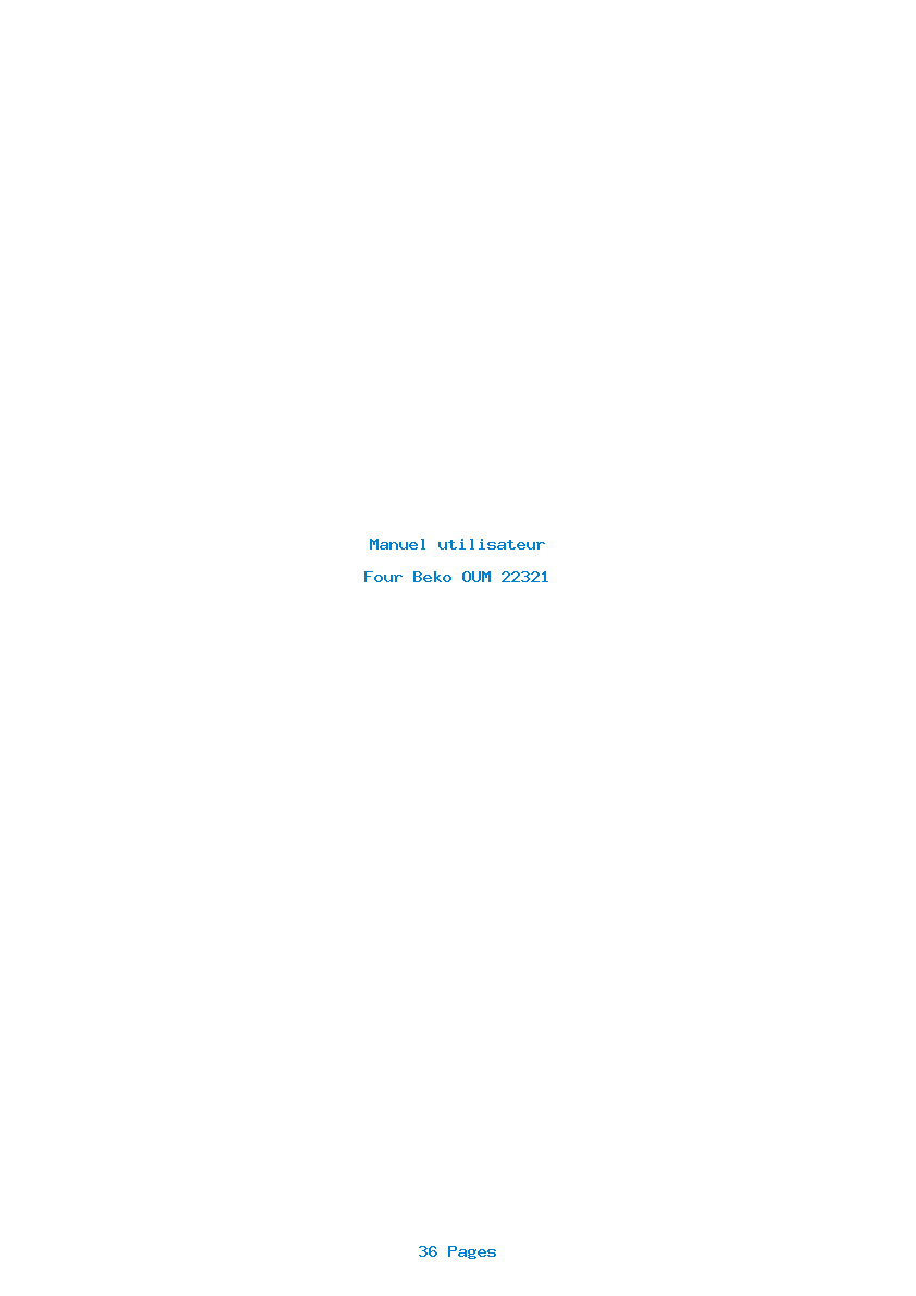 Page 1 de la notice Manuel utilisateur Beko OUM 22321