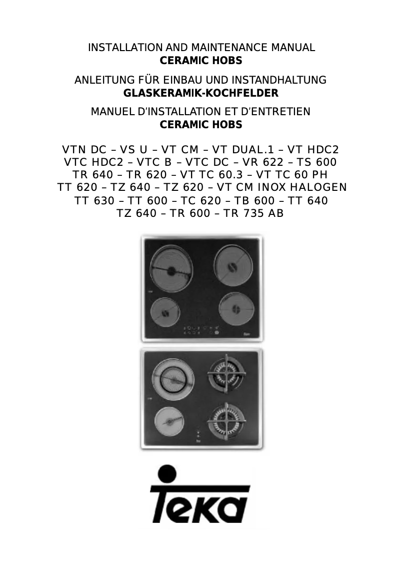 Page 1 de la notice Manuel utilisateur Teka VTN DC