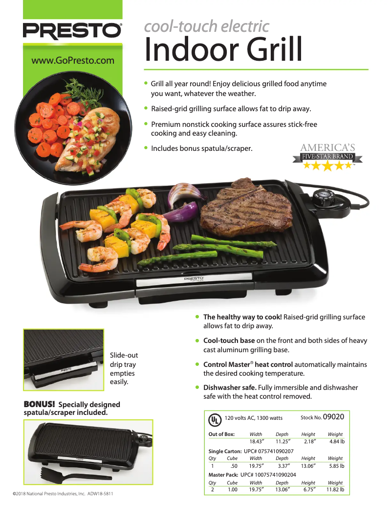 Page 1 de la notice Fiche technique Presto Cool Touch Electric 09020