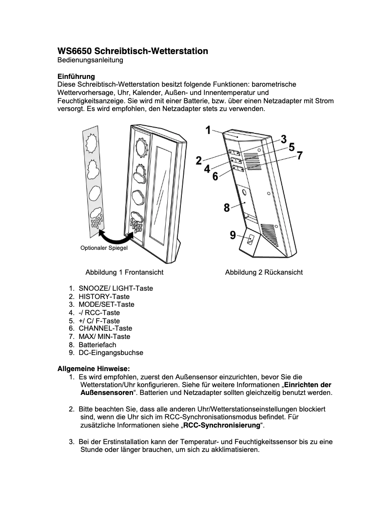 Página 1 del manual Manual de usuario Techno Line WS 6650