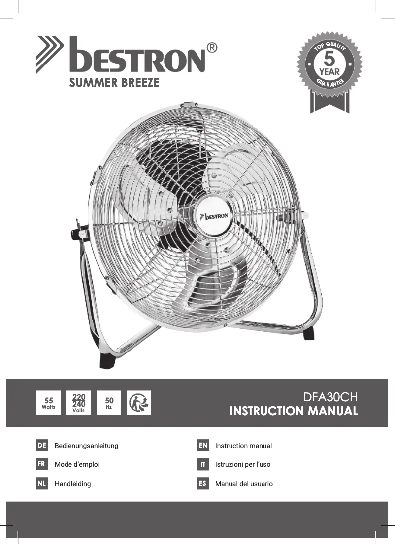 Page 1 of the manual Instruction Manual Bestron Summer Breeze DFA30CH