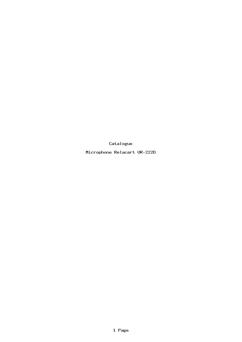 Page 1 de la notice Catalogue Relacart UR-222D