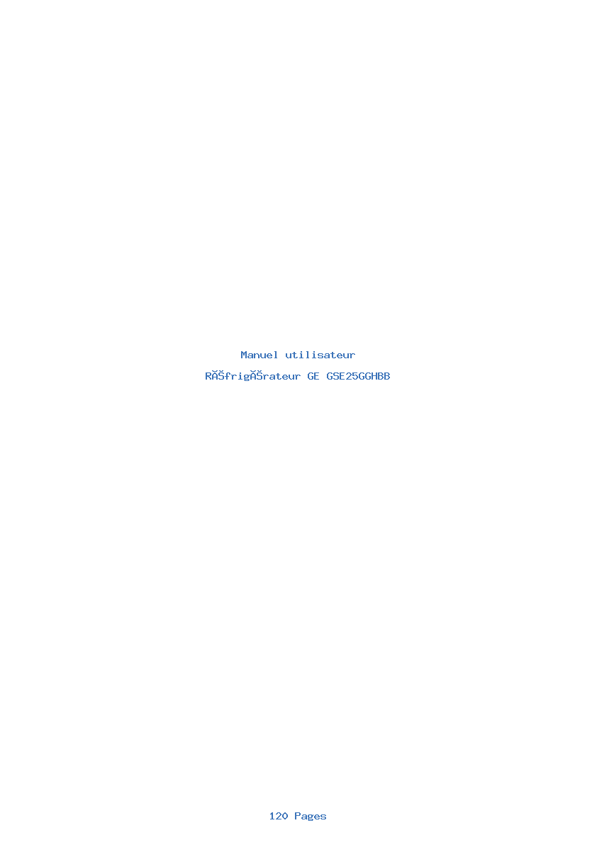 Page 1 de la notice Manuel utilisateur GE GSE25GGHBB