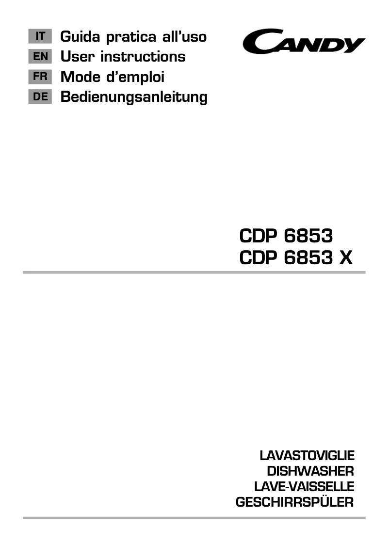 Page 1 of the manual User Manual Candy CDP 6853