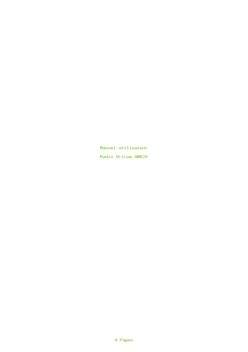 Page 1 de la notice Manuel utilisateur Oricom ANB20
