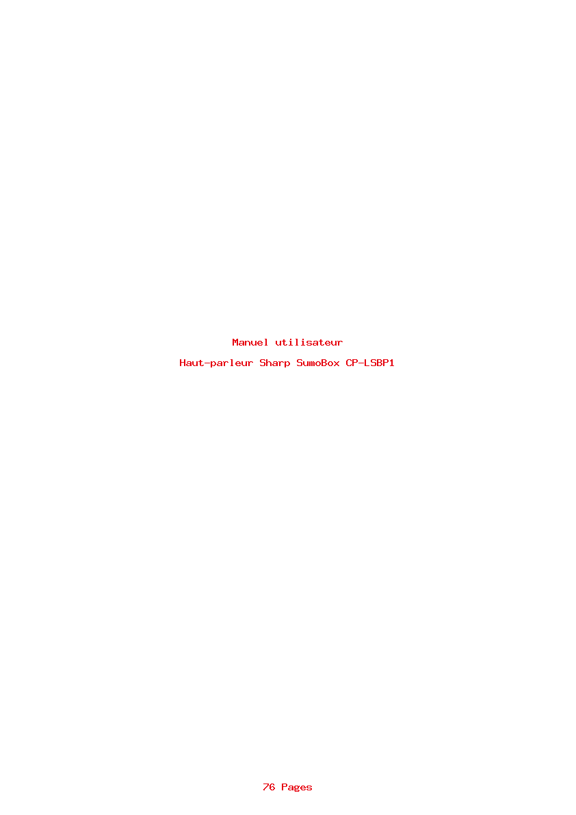Page 1 de la notice Manuel utilisateur Sharp SumoBox CP-LSBP1