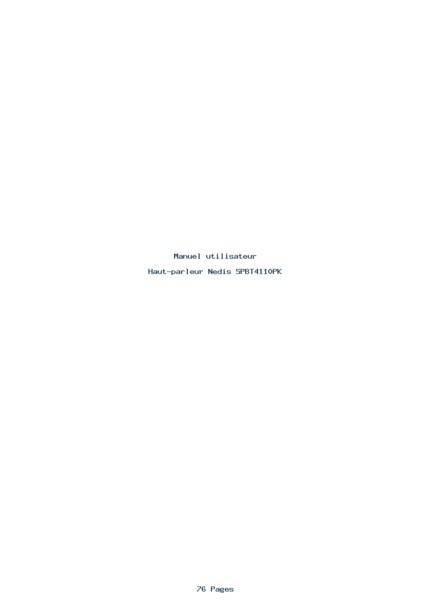 Page 1 de la notice Manuel utilisateur Nedis SPBT4110PK